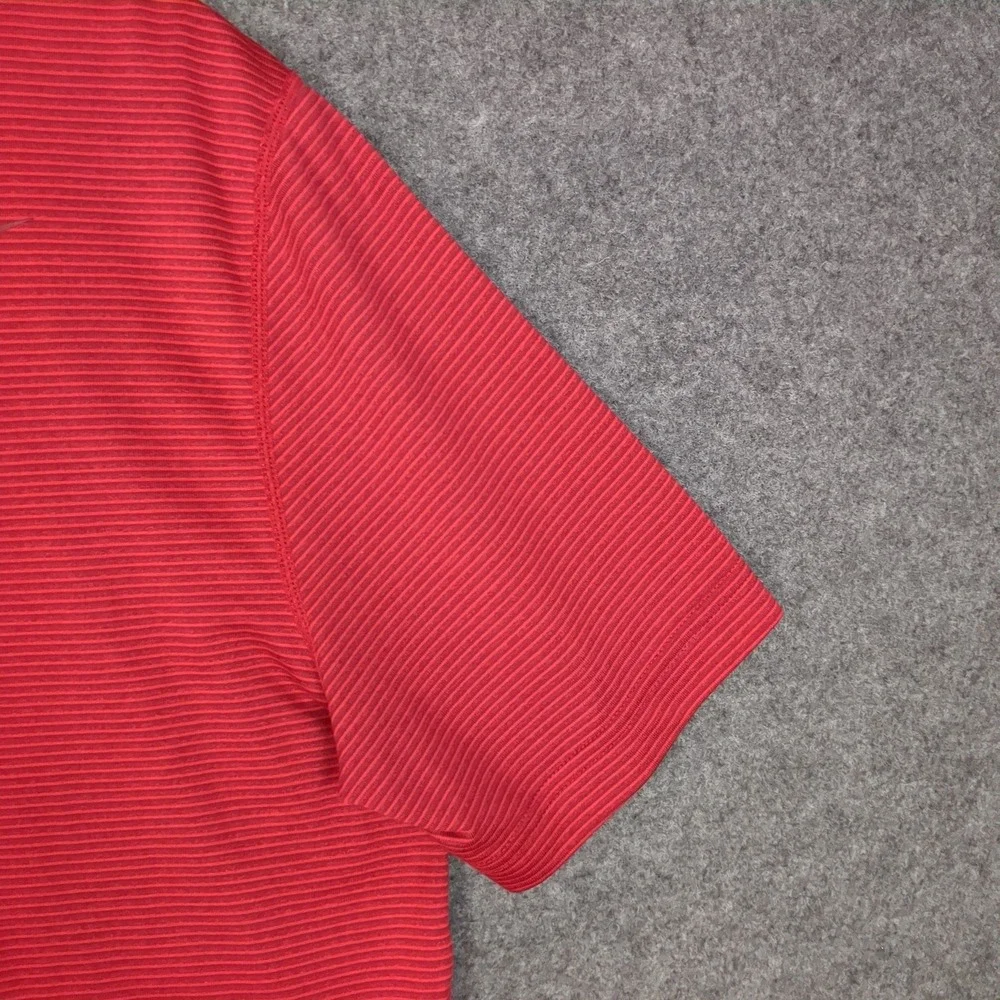 Nike Dri-FIT Mens‎ Large Red Striped Short Sleeve Training Performance T-Shirt
